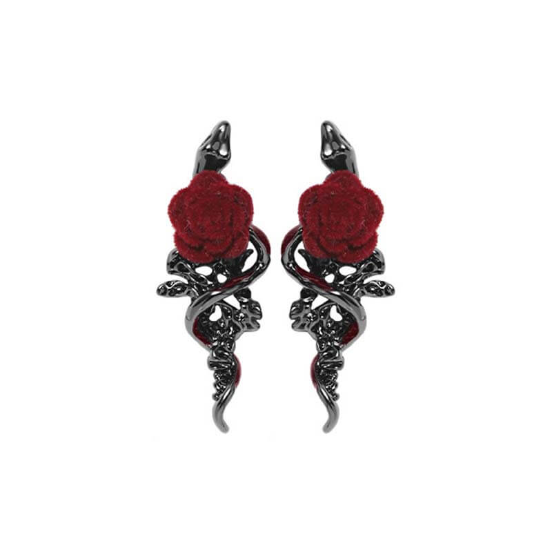 Gothic Snake Wrapped Rose Alloy Jewelry Set