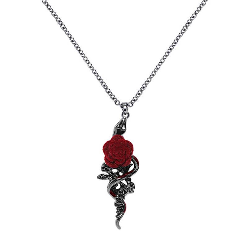 Gothic Snake Wrapped Rose Alloy Jewelry Set