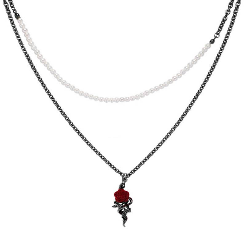 Gothic Snake Wrapped Rose Alloy Jewelry Set