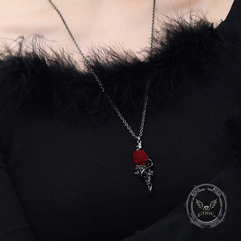 Gothic Snake Wrapped Rose Alloy Jewelry Set