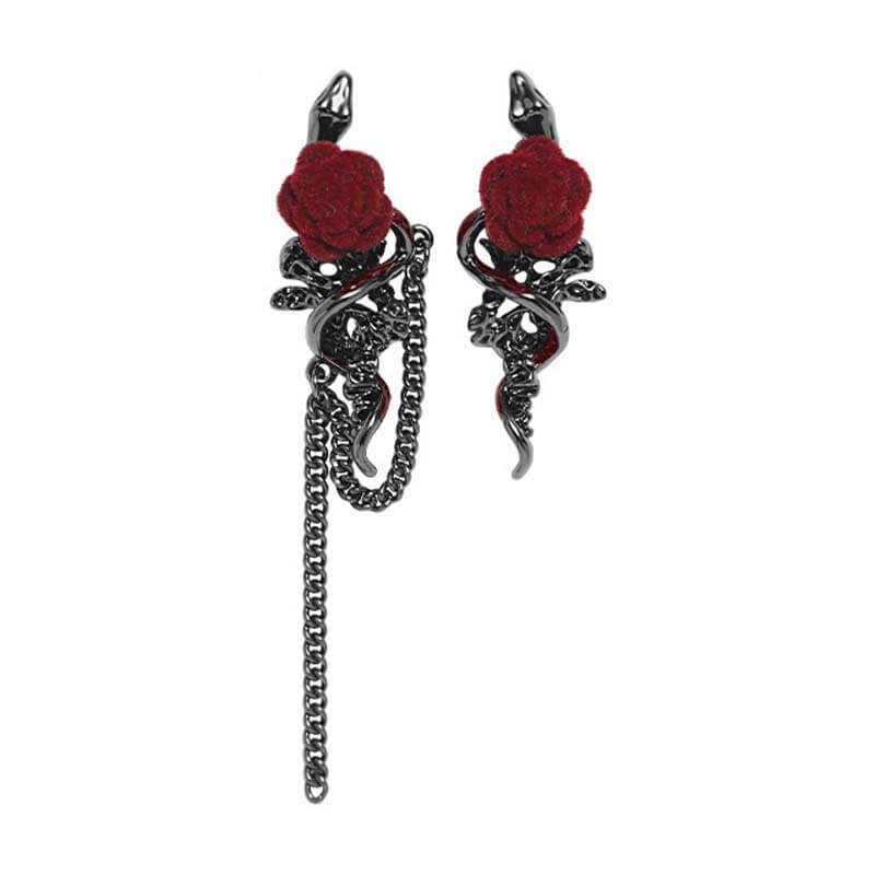 Gothic Snake Wrapped Rose Alloy Jewelry Set