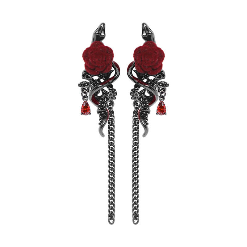 Gothic Snake Wrapped Rose Alloy Jewelry Set