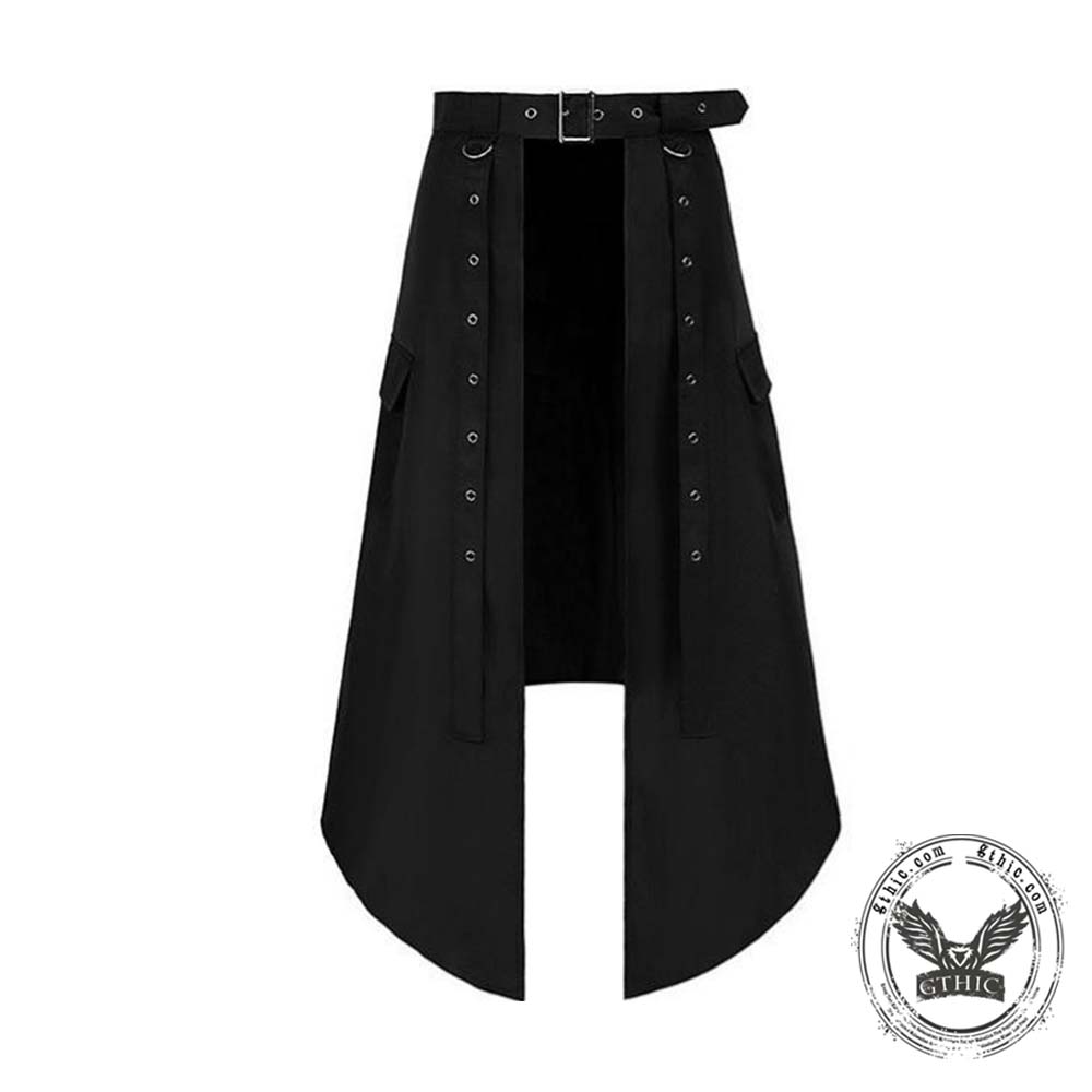 Gothic Solid Color Halloween Belt Half Skirt