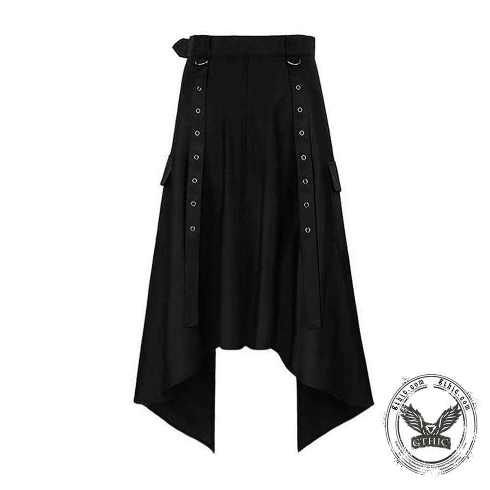 Gothic Solid Color Halloween Belt Half Skirt