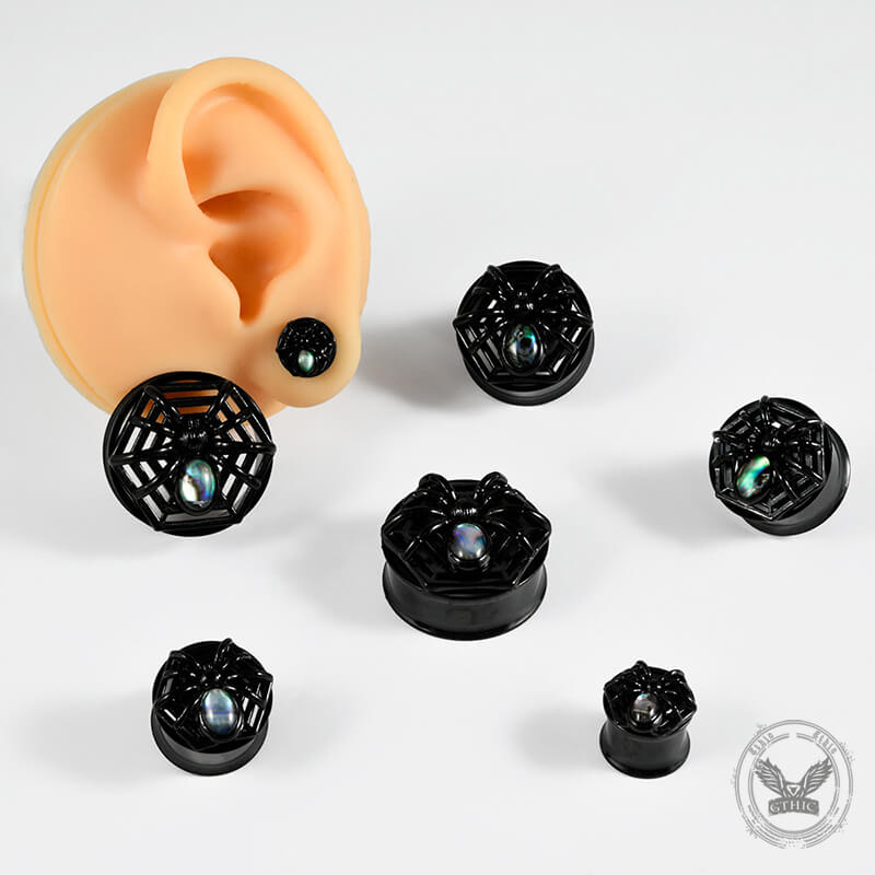 Gothic Spider Design Stainless Steel Ear Gauges