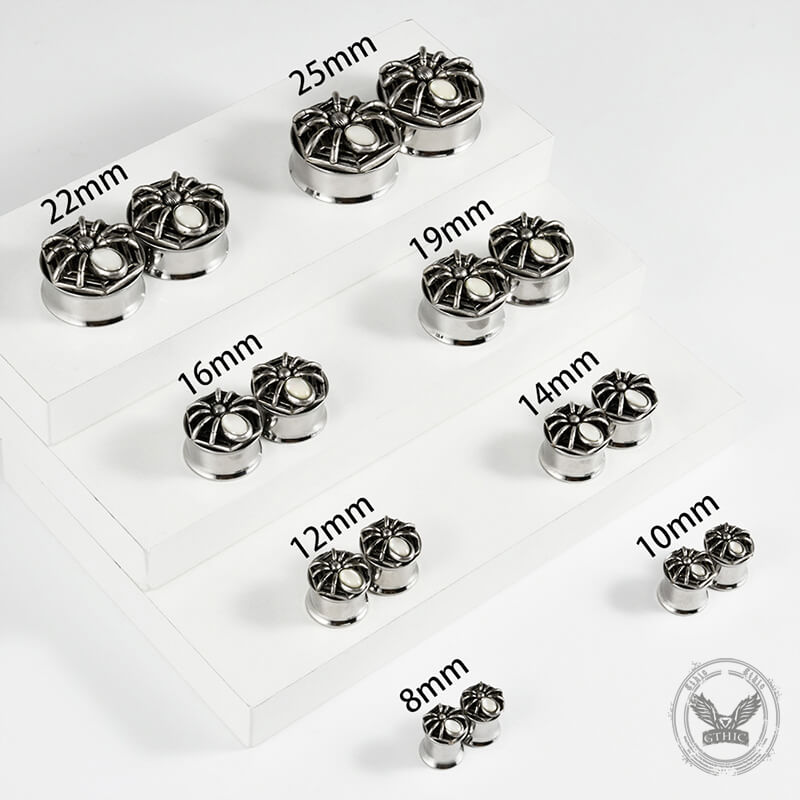 Gothic Spider Design Stainless Steel Ear Gauges | Gthic.com