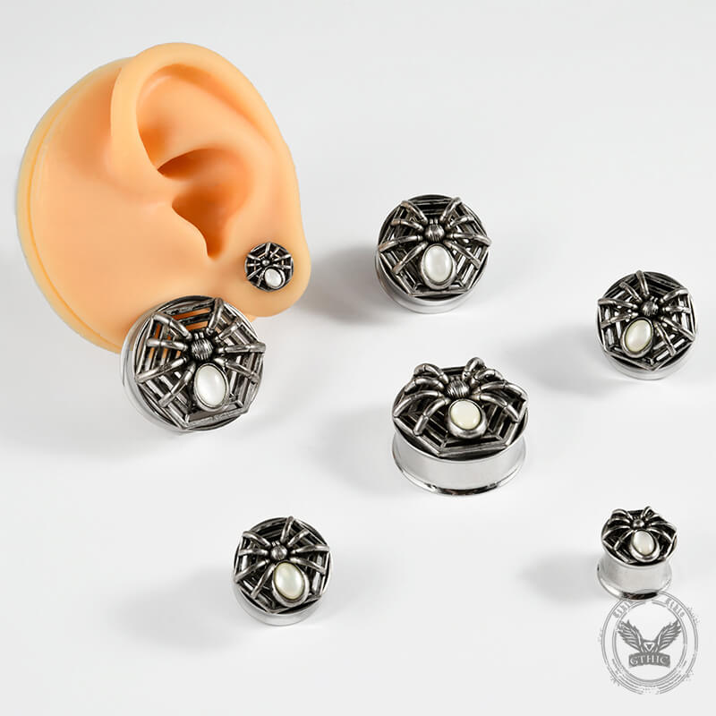 Gothic Spider Design Stainless Steel Ear Gauges