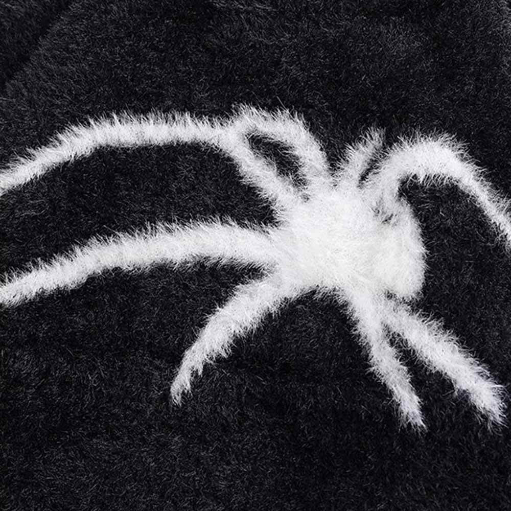 Gothic Spider Motif Plush Sweater | Gthic.com