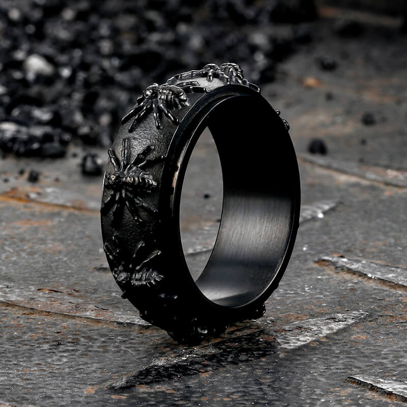 Gothic Spider Pattern Stainless Steel Spinner Ring | Gthic.com