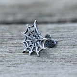 Gothic Spider Web Sterling Silver Stud Earring | Gthic.com