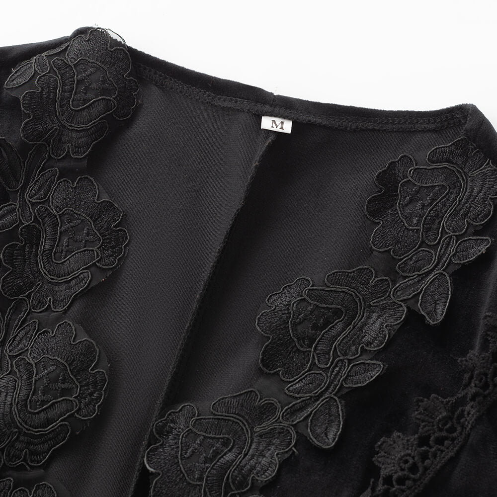 Gothic Stand Neck Lace Black Court Tuxedo