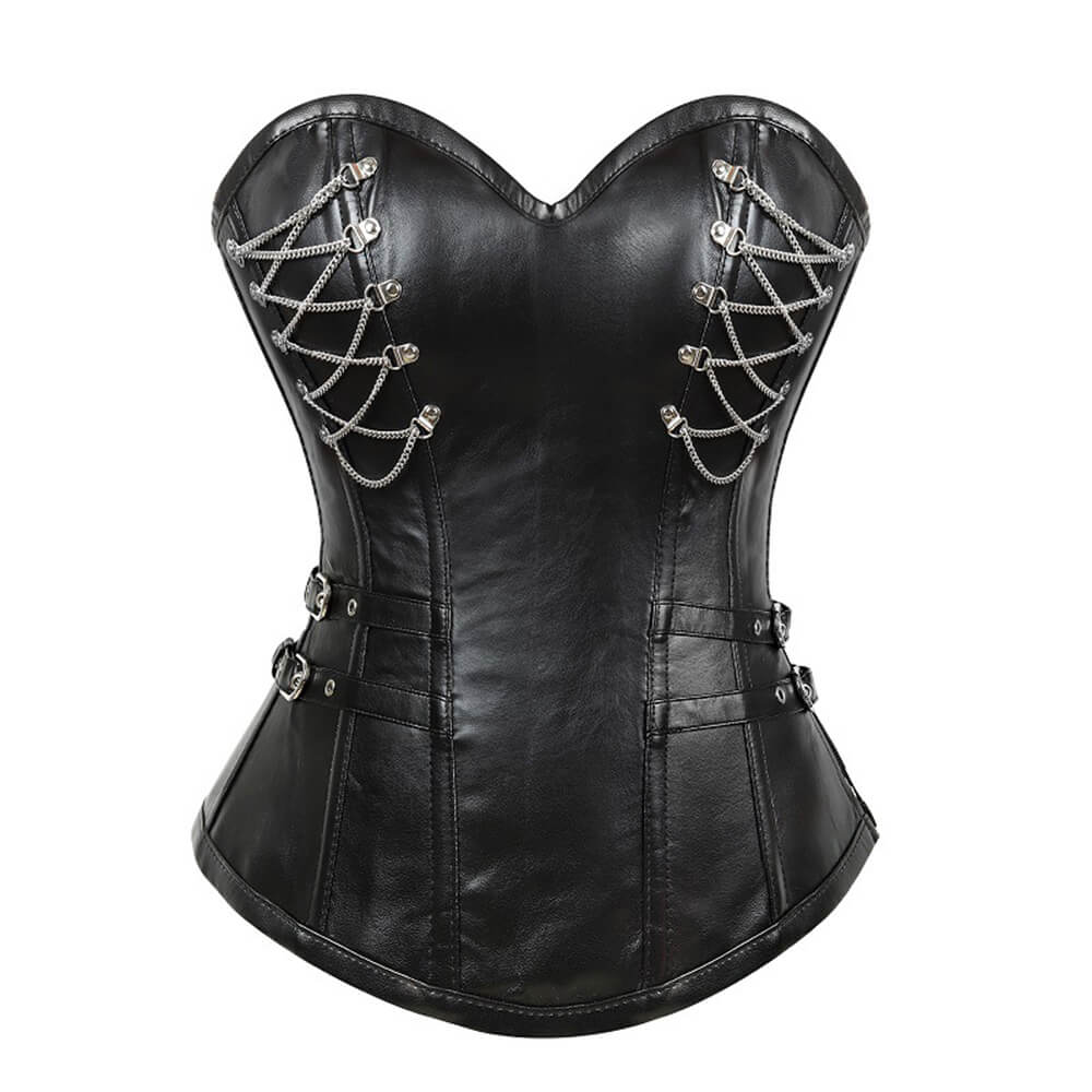 Gothic Steel-Boned Zipper Closure PU Leather Corset | Gthic.com