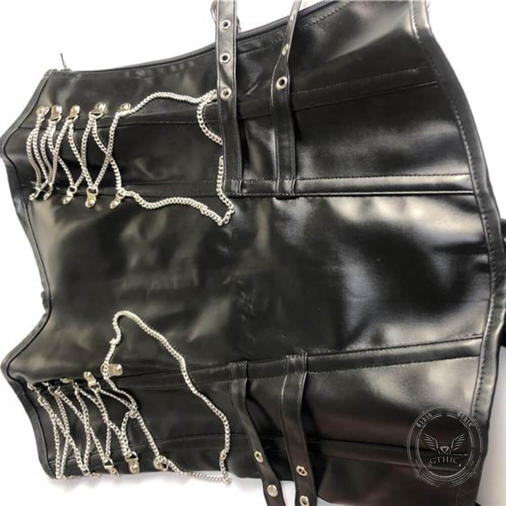 Gothic Steel-Boned Zipper Closure PU Leather Corset