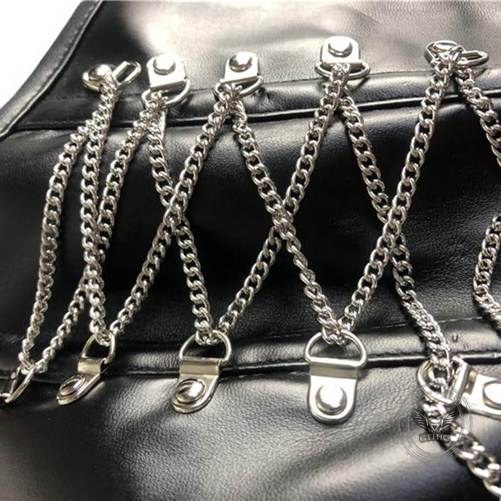 Gothic Steel-Boned Zipper Closure PU Leather Corset