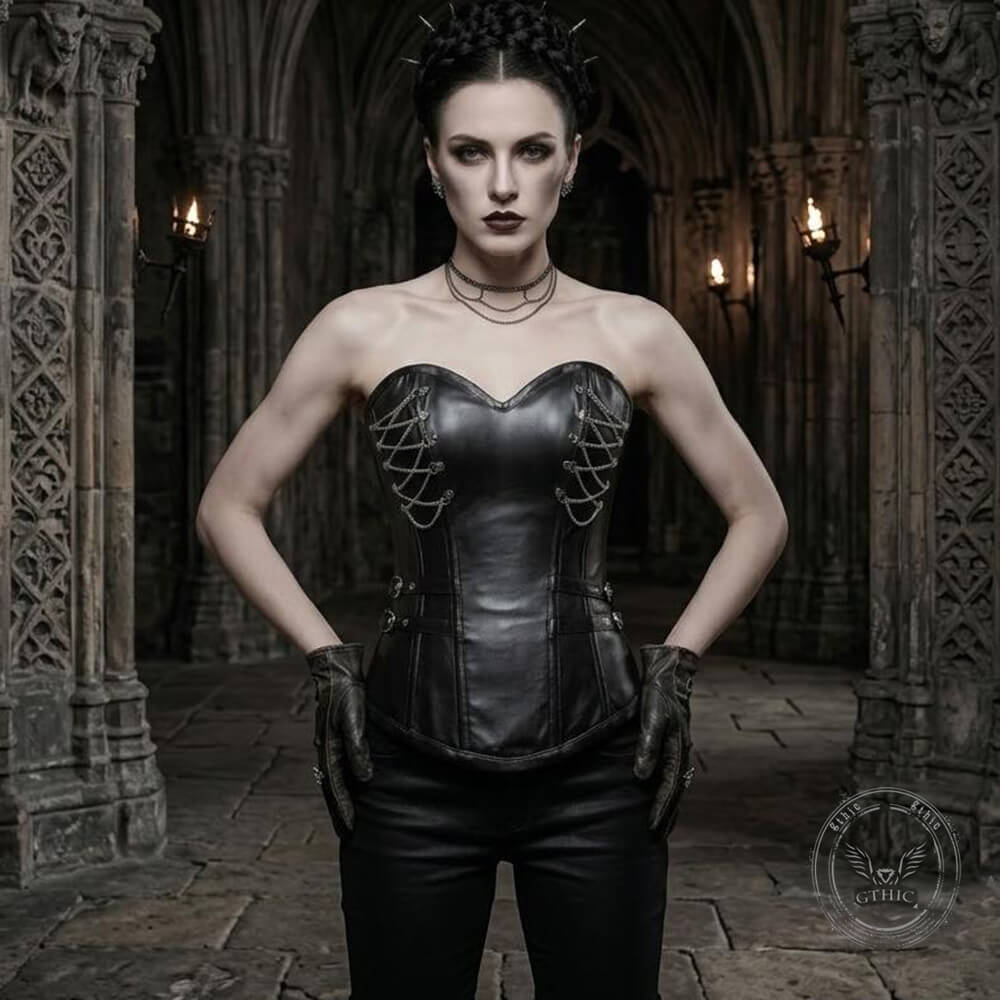 Gothic Steel-Boned Zipper Closure PU Leather Corset | Gthic.com