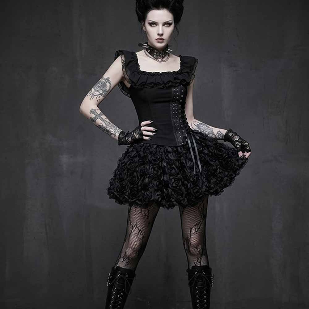 Gothic Street Lace-Up Corset Top Mini Skirt Set | Gthic.com