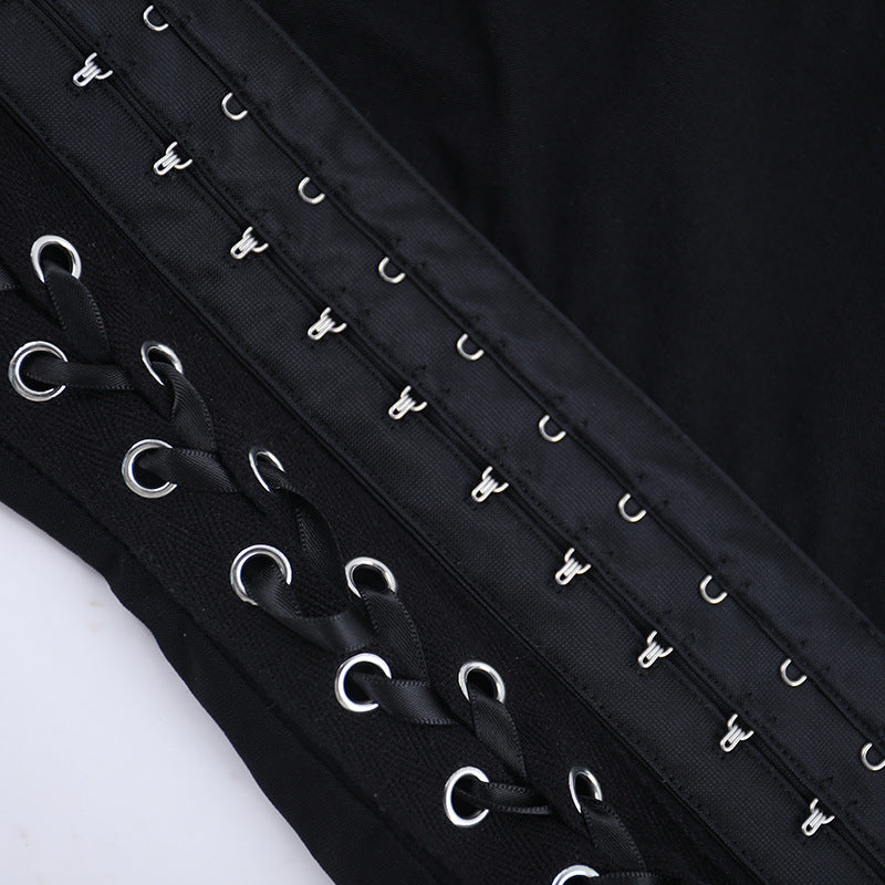 Gothic Street Lace-Up Corset Top Mini Skirt Set