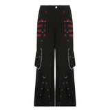 Gothic Striped Mesh Patchwork Cargo Pants | Gthic.com