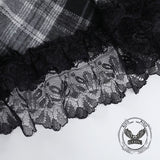 Gothic Style Black and Gray Plaid Lace Dress | Gthic.com