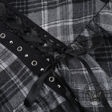 Gothic Style Black and Gray Plaid Lace Dress | Gthic.com