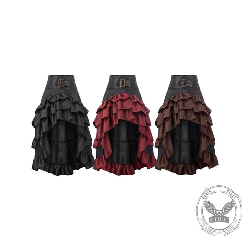 Gothic Style Irregular Ruffled Pirate Maxi Skirt | Gthic.com