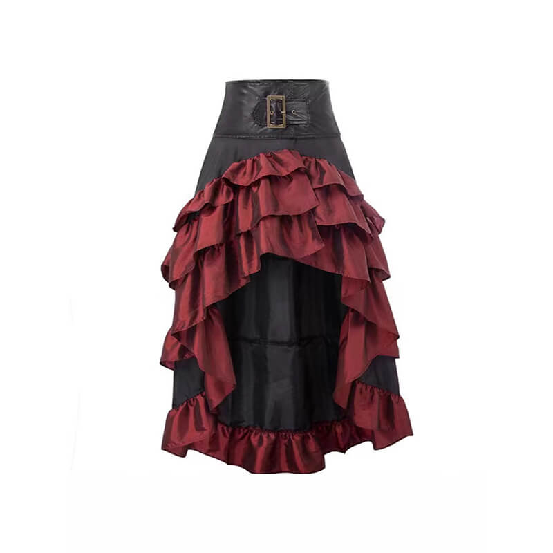 Gothic Style Irregular Ruffled Pirate Maxi Skirt | Gthic.com
