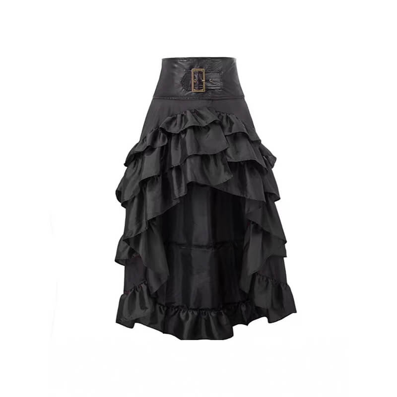Gothic Style Irregular Ruffled Pirate Maxi Skirt | Gthic.com
