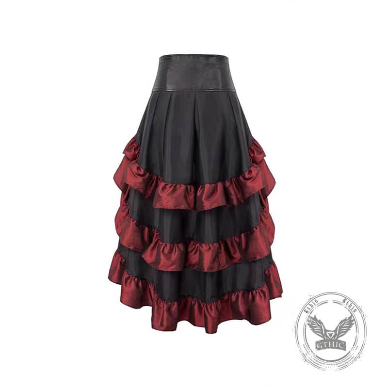 Gothic Style Irregular Ruffled Pirate Maxi Skirt | Gthic.com
