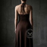 Gothic Sun-Print Slim-Fit Slit Halter Dress | Gthic.com