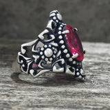 Gothic Sunflower Pattern Gemstone Sterling Silver Ring | Gthic.com