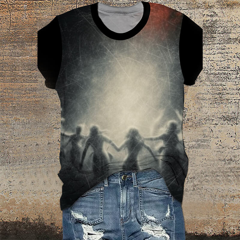 Gothic Sunset Dance Round Neck Short Sleeve T-Shirt | Gthic.com
