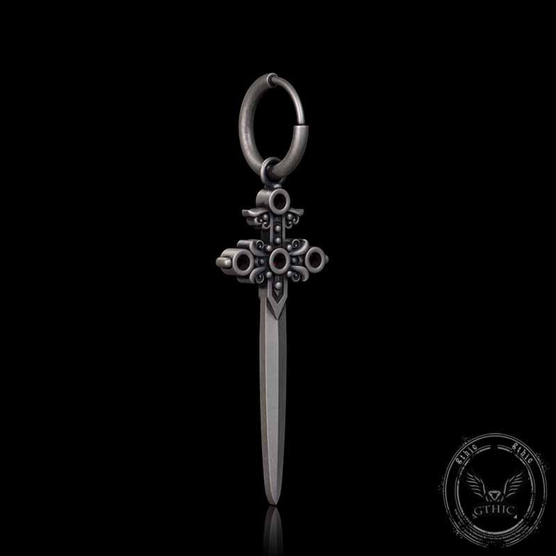 Gothic Sword Gem Sterling Silver Earrings