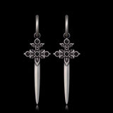 Gothic Sword Gem Sterling Silver Earrings