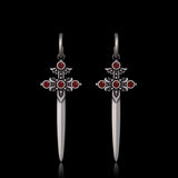 Gothic Sword Gem Sterling Silver Earrings 01 | Gthic.com