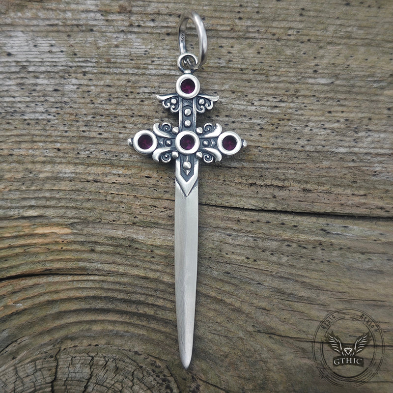 Gothic Sword Gem Sterling Silver Earrings | Gthic.com