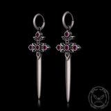 Gothic Sword Gem Sterling Silver Earrings