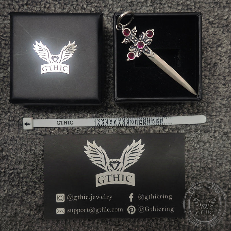 Gothic Sword Gem Sterling Silver Earrings