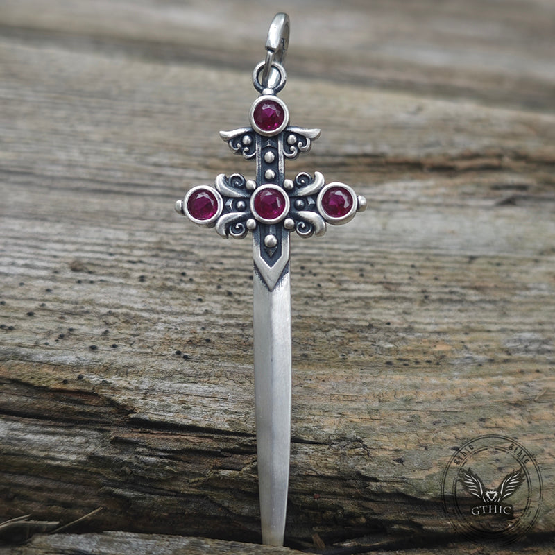 Gothic Sword Gem Sterling Silver Earrings | Gthic.com