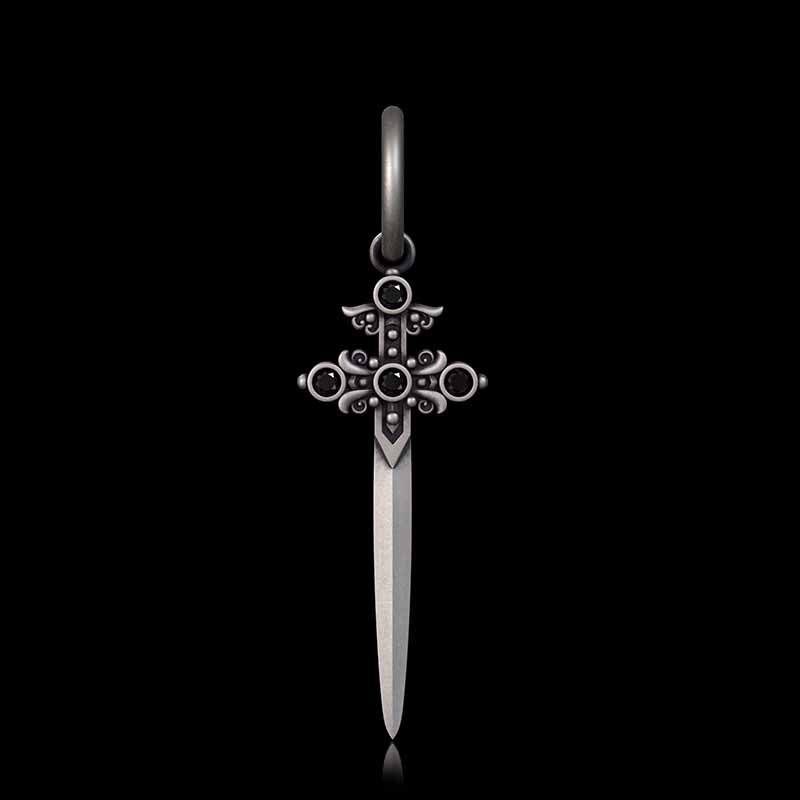 Gothic Sword Gem Sterling Silver Earrings