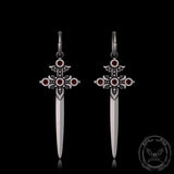 Gothic Sword Gem Sterling Silver Earrings