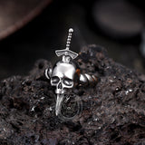 Gothic Sword Skull Stainless Steel Twist Ring