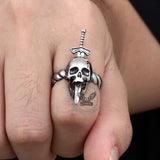 Gothic Sword Skull Stainless Steel Twist Ring