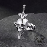 Gothic Sword Skull Stainless Steel Twist Ring | Gthic.com