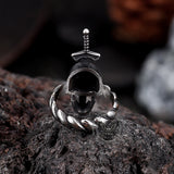 Gothic Sword Skull Stainless Steel Twist Ring