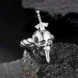 Gothic Sword Skull Stainless Steel Twist Ring | Gthic.com