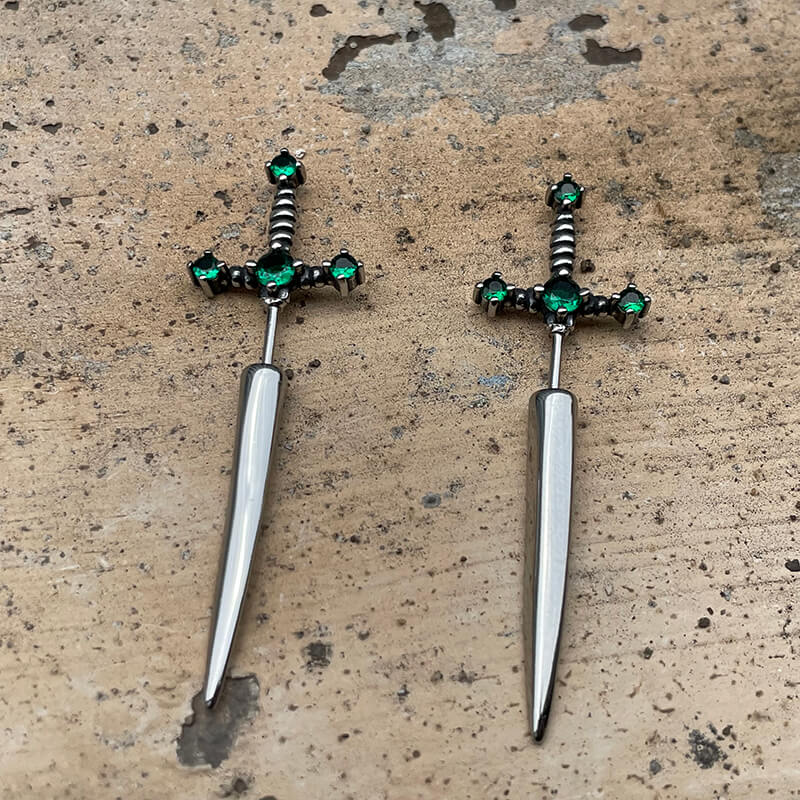 Gothic Sword Stainless Steel Stud Earrings | Gthic.com