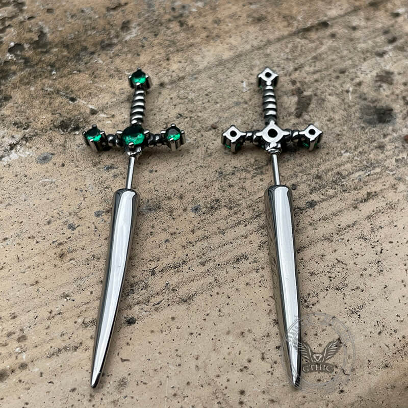 Gothic Sword Stainless Steel Stud Earrings | Gthic.com