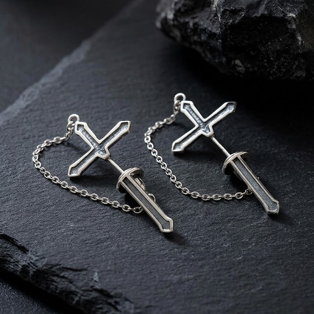 Gothic Sword Sterling Silver Stud Earring