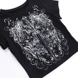 Gothic Sword Wings Polyester Crop Top | Gthic.com
