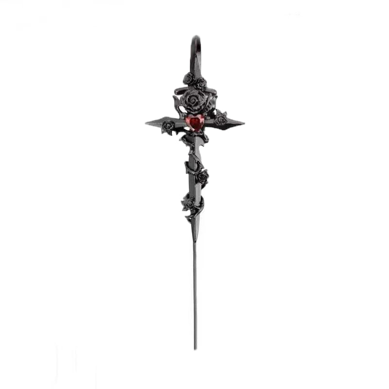Gothic Taboo Rose Sword Copper Earrings | Gthic.com